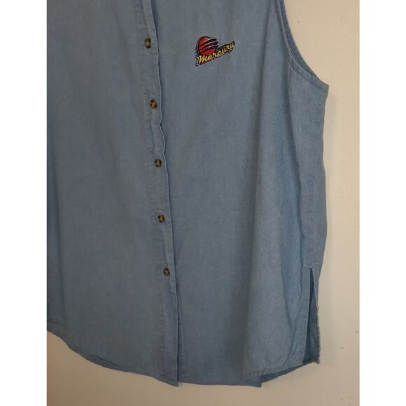 Vintage Champion Phoenix Mercury WNBA Denim Shirt XL Sleeveless Chambray Macau - Picture 4 of 16